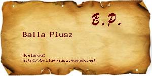Balla Piusz névjegykártya